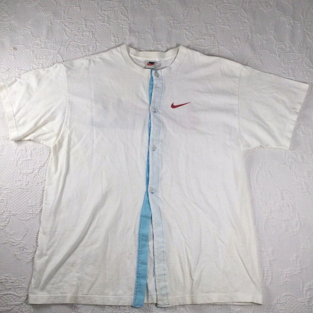 Sporty Baseball Nike USA Jersey Shirt Vintage 90s Button Up Screen Print Design